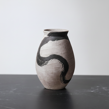 Black and white ceramic vase - 2 pieces