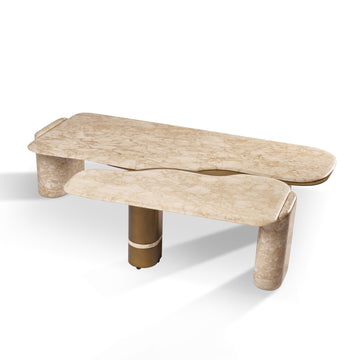 ألن طاولة قهوة رخامية - قطعيتن