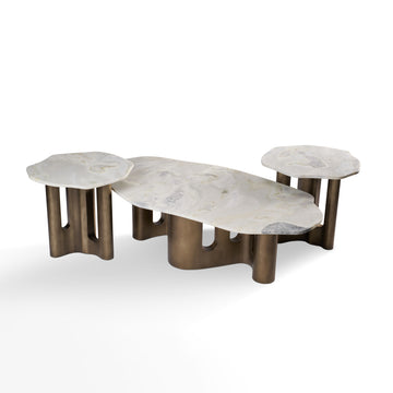 ريث طاولة قهوة رخامية - ثلاث قطع