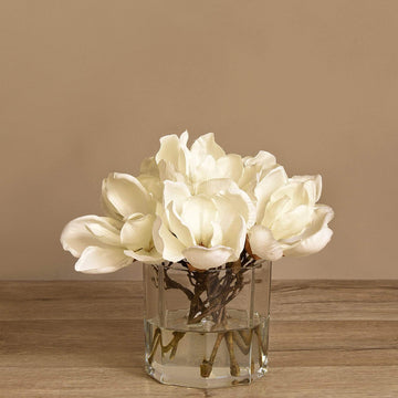 Artificial Magnolia with Glass Vase - Medium