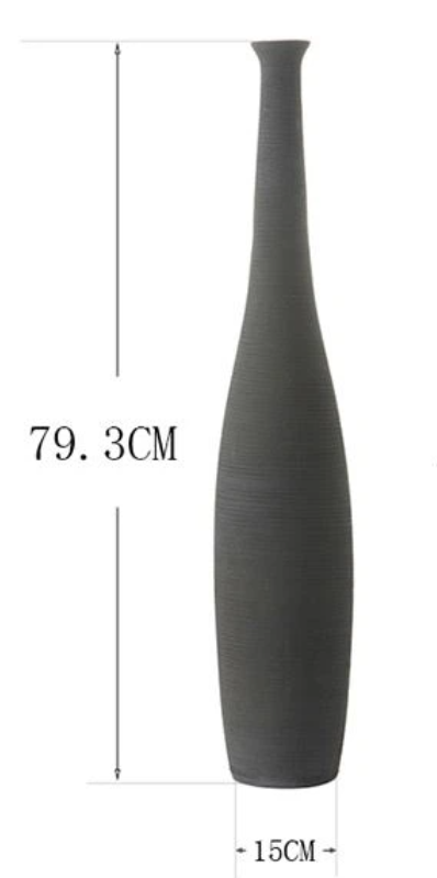 Ceramic hand scribing vase in grey color