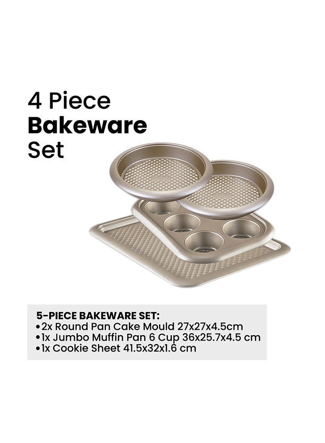 4-Piece Bakeware Set Gold 27 x 27 x 4.5cm