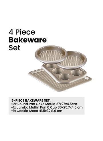 4-Piece Bakeware Set Gold 27 x 27 x 4.5cm