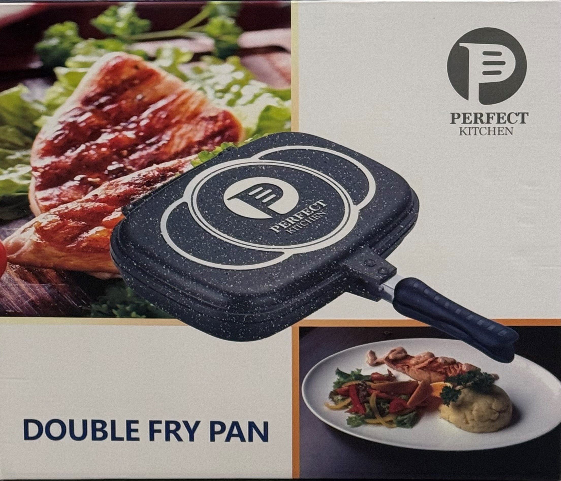 double fry pan black gray 40 cm