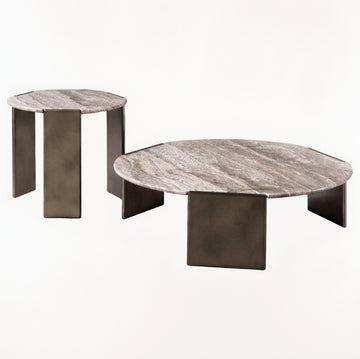 Two-piece marble coffee table