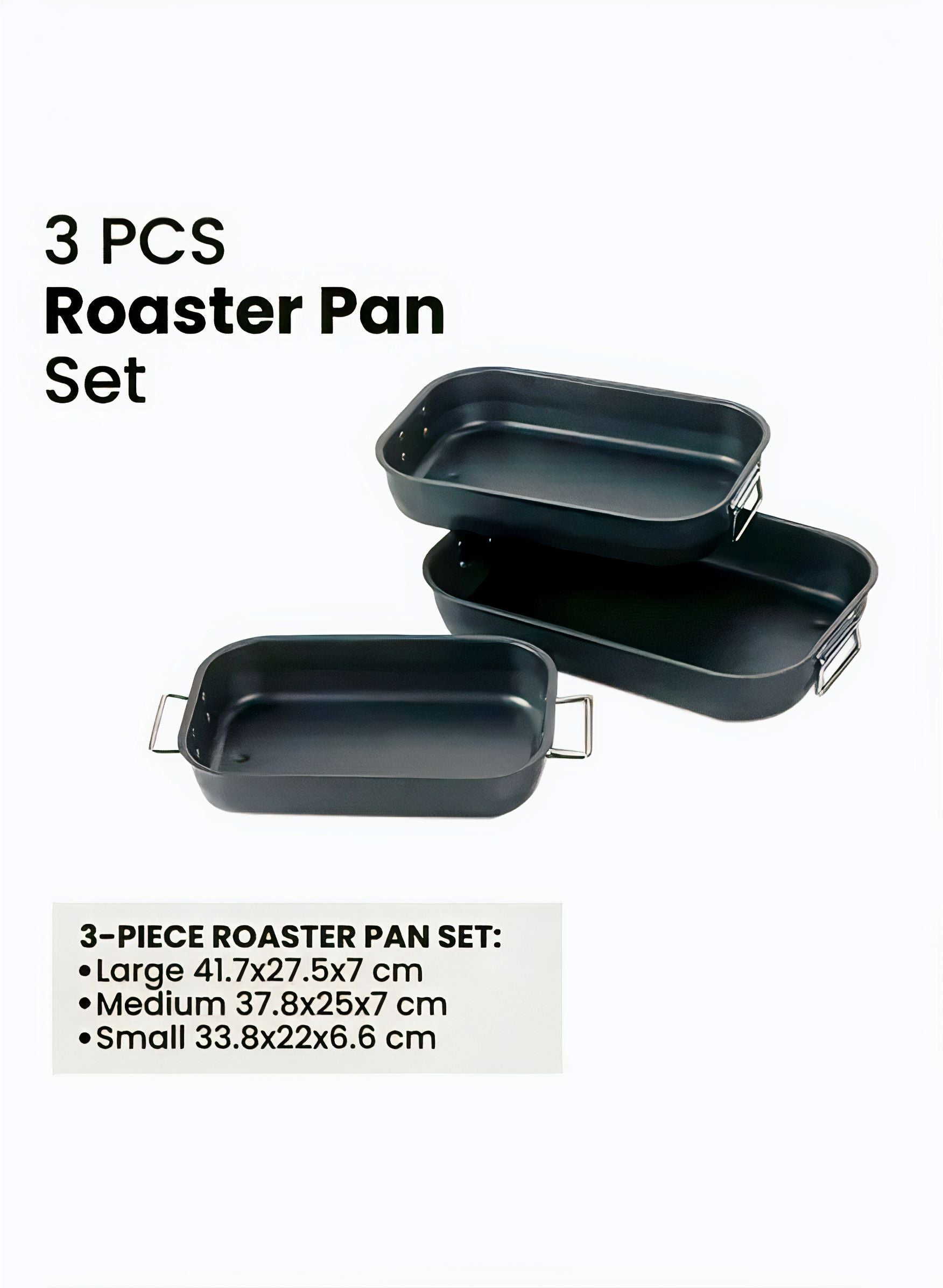 3-Piece Roaster Pan Set Black