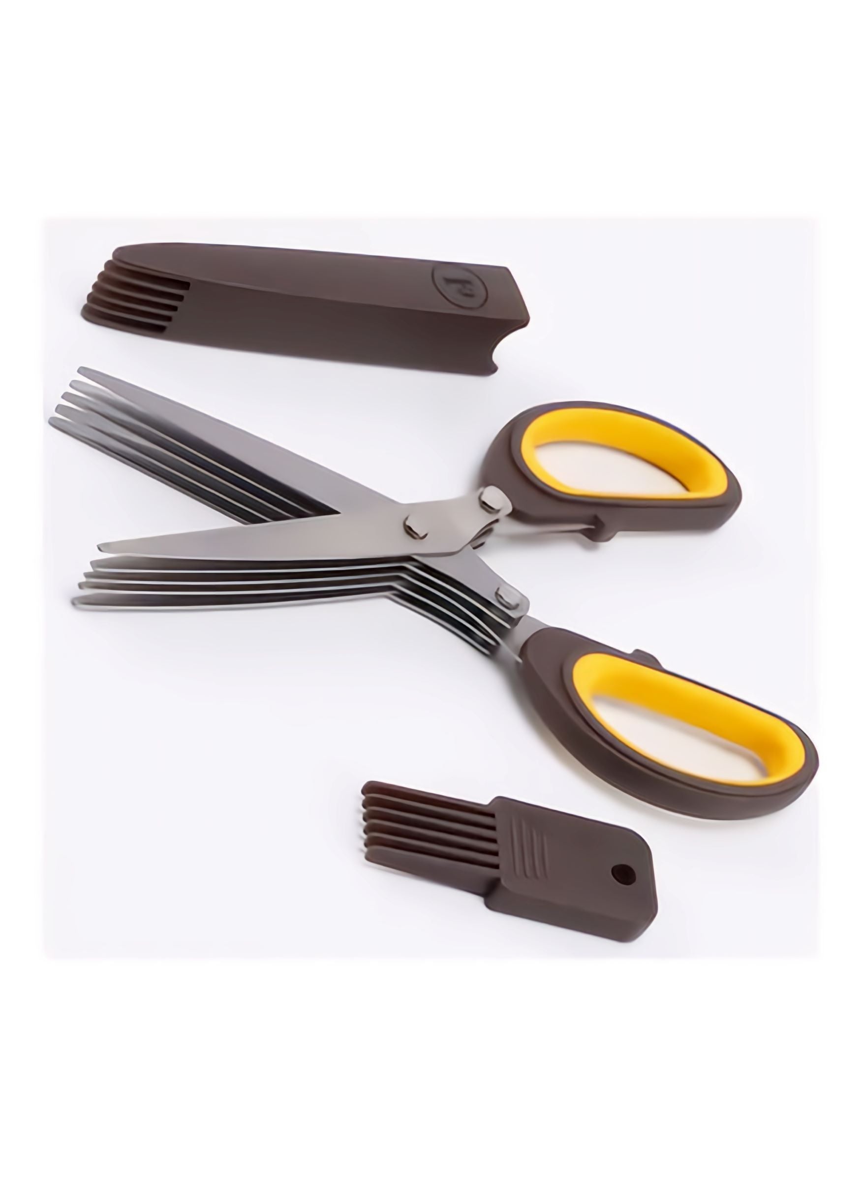 5 Level Herbal Scissor With Cleaner Brown